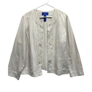 Vintage Linen Lightweight Blazer JH Collections‎ Beads Sequins XL